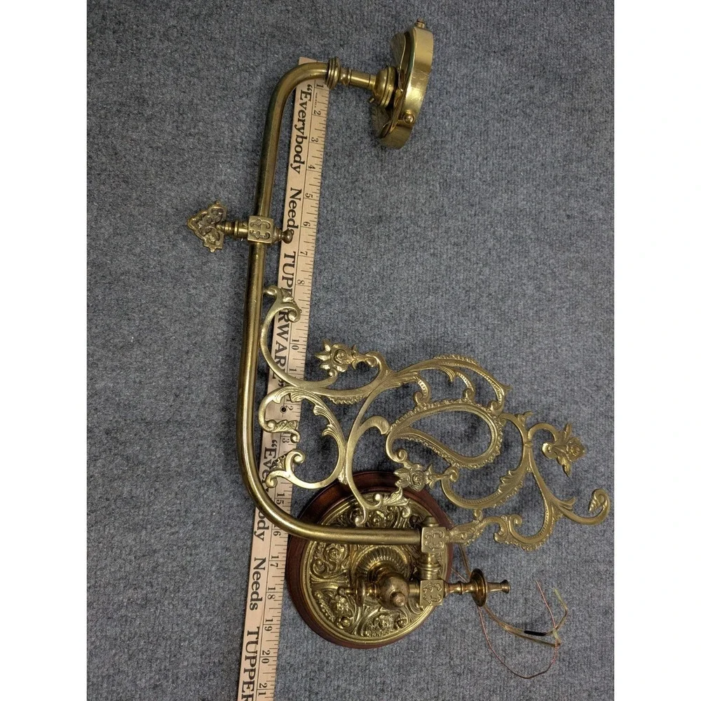 Vintage Brass Piano Candelabra WIRED Wall Sconce Electric Light‎ No Globe READ